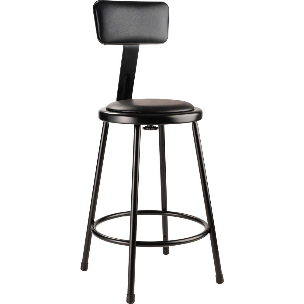 (4 Pack) NPS® 24"Heavy Duty Vinyl Padded Steel Stool With Backrest, Black. Picture 2