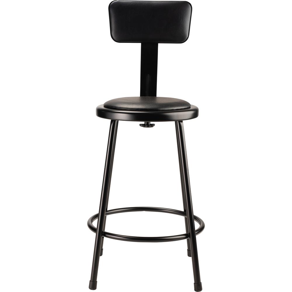 (4 Pack) NPS® 24"Heavy Duty Vinyl Padded Steel Stool With Backrest, Black. Picture 3
