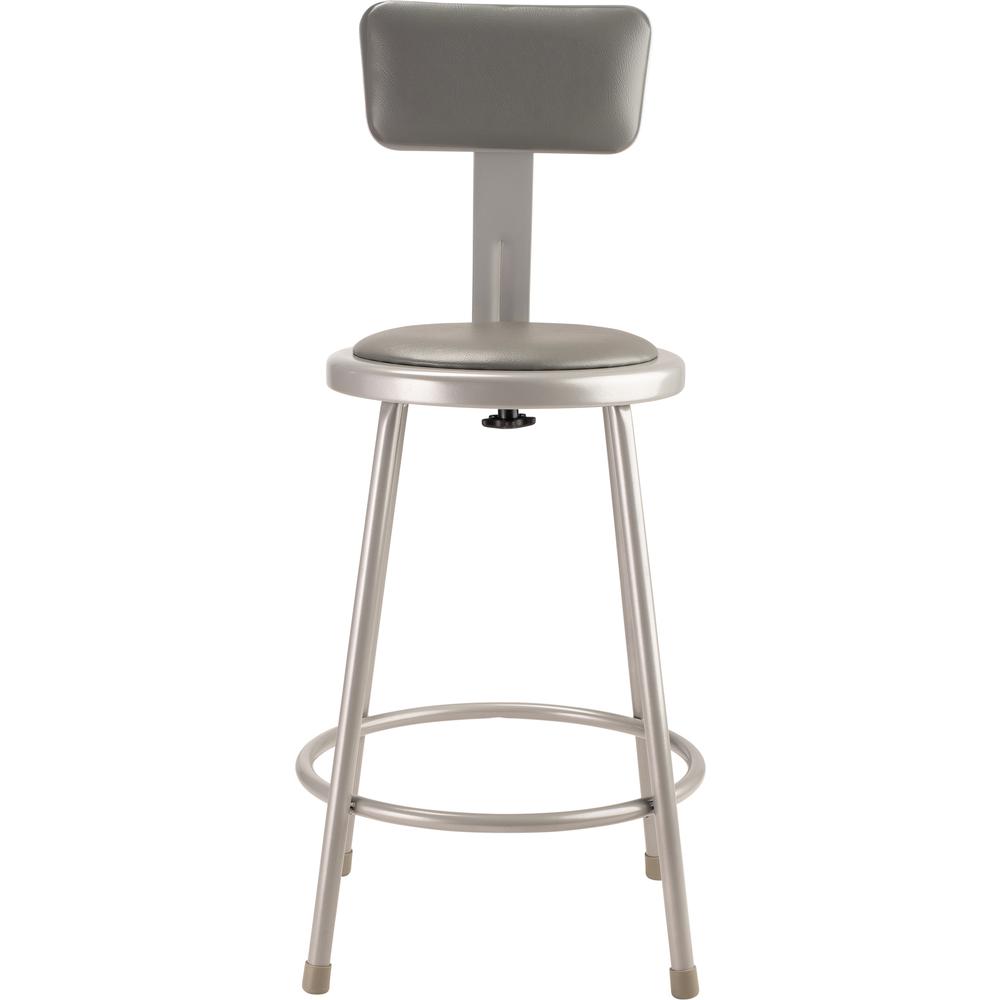 NPS® 24"Heavy Duty Vinyl Padded Steel Stool With Backrest, Grey. Picture 2