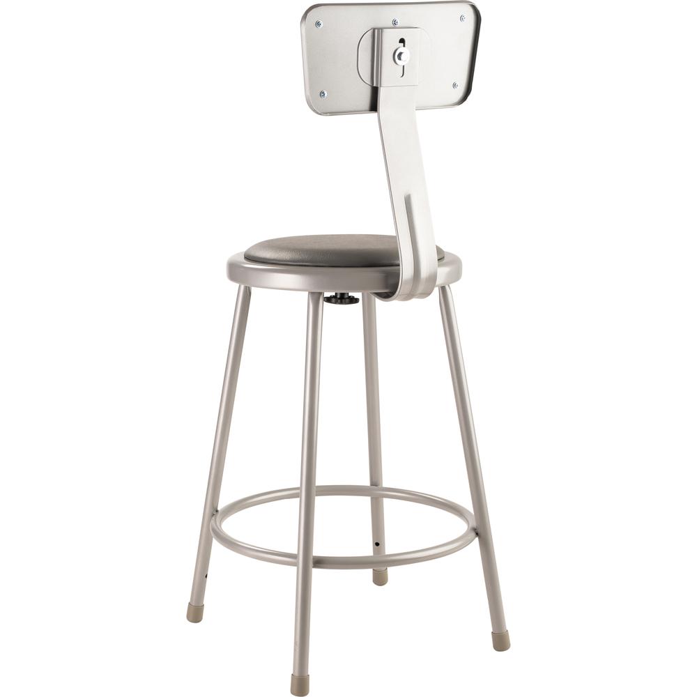(4 Pack) NPS® 24"Heavy Duty Vinyl Padded Steel Stool With Backrest, Grey. Picture 5