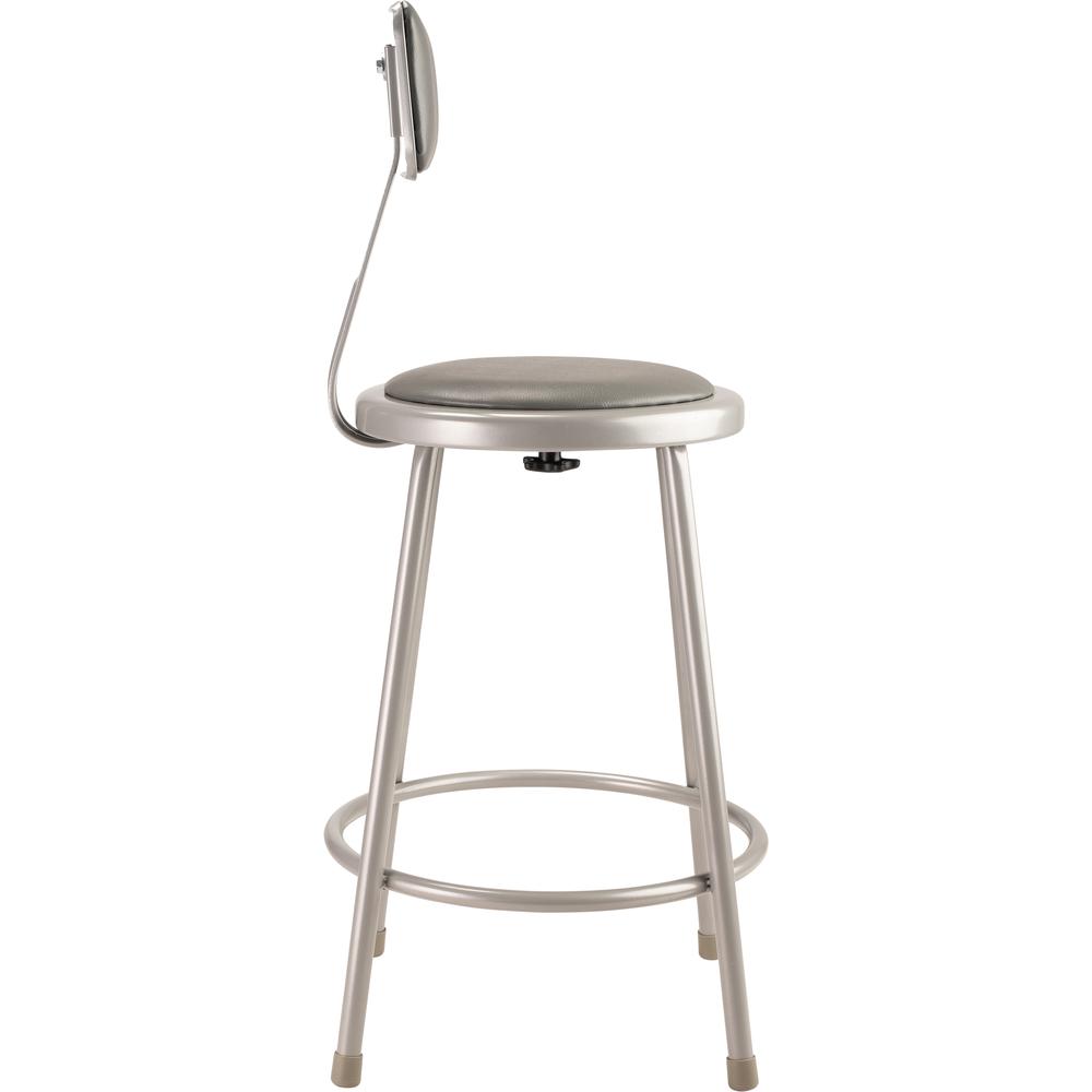 NPS® 24"Heavy Duty Vinyl Padded Steel Stool With Backrest, Grey. Picture 3