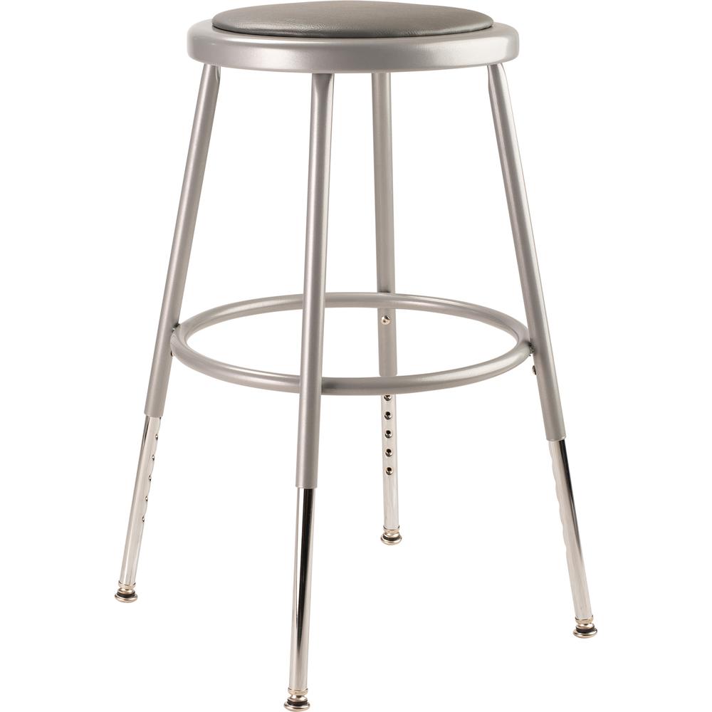 NPS® 25"-33" Height Adjustable Heavy Duty Vinyl Padded Steel Stool, Grey. Picture 1