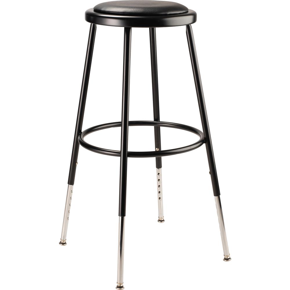 (4 Pack) NPS® 25"-33" Height Adjustable Heavy Duty Vinyl Padded Steel Stool, Black. Picture 2