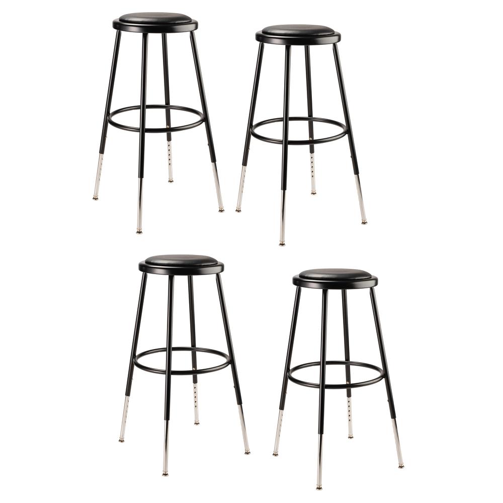 (4 Pack) NPS® 25"-33" Height Adjustable Heavy Duty Vinyl Padded Steel Stool, Black. Picture 1