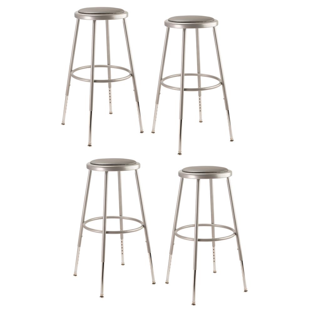 NPS® 25"-33" Height Adjustable Heavy Duty Vinyl Padded Steel Stool, Grey. Picture 4