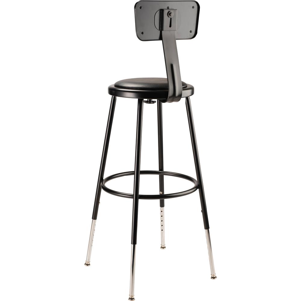 (4 Pack) NPS® 25"-33" Height Adjustable Heavy Duty Vinyl Padded Steel Stool With Backrest, Black. Picture 5