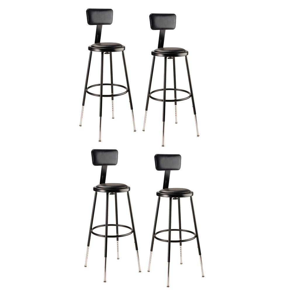 NPS® 25"-33" Height Adjustable Heavy Duty Vinyl Padded Steel Stool With Backrest, Black. Picture 4