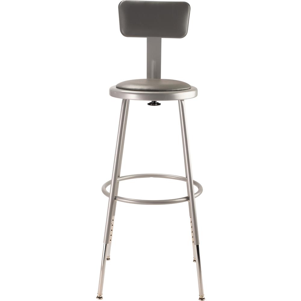 (4 Pack) NPS® 25"-33" Height Adjustable Heavy Duty Vinyl Padded Steel Stool With Backrest, Grey. Picture 3