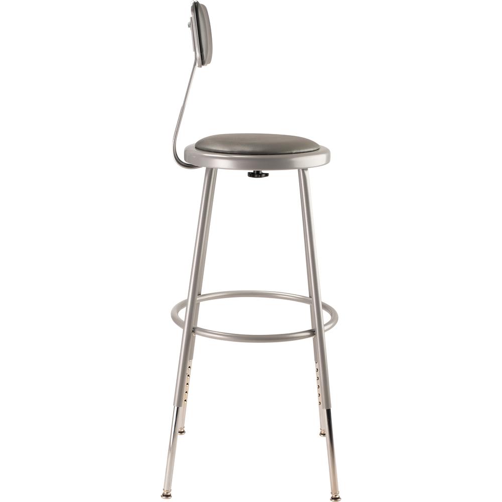 (4 Pack) NPS® 25"-33" Height Adjustable Heavy Duty Vinyl Padded Steel Stool With Backrest, Grey. Picture 4
