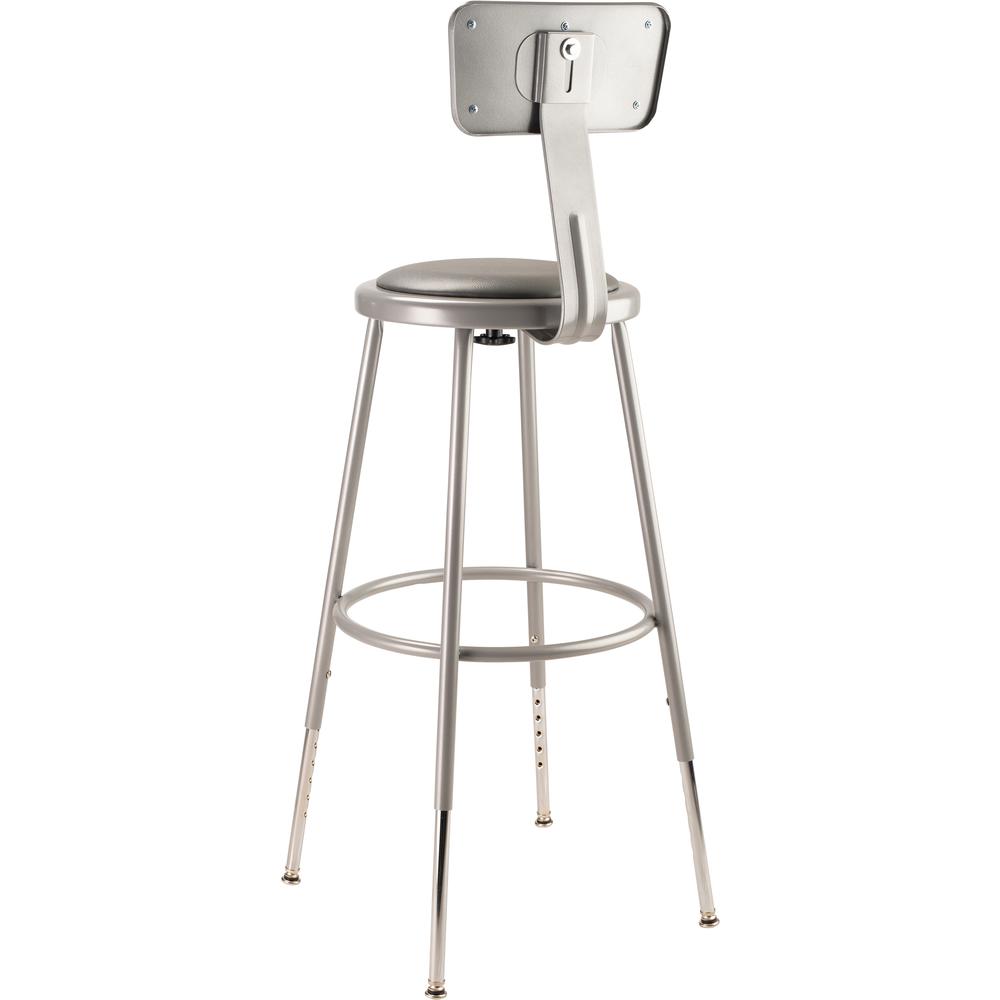 (4 Pack) NPS® 25"-33" Height Adjustable Heavy Duty Vinyl Padded Steel Stool With Backrest, Grey. Picture 5
