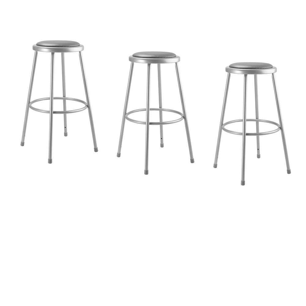 (3 Pack) NPS® 30"Heavy Duty Vinyl Padded Steel Stool, Grey. Picture 1