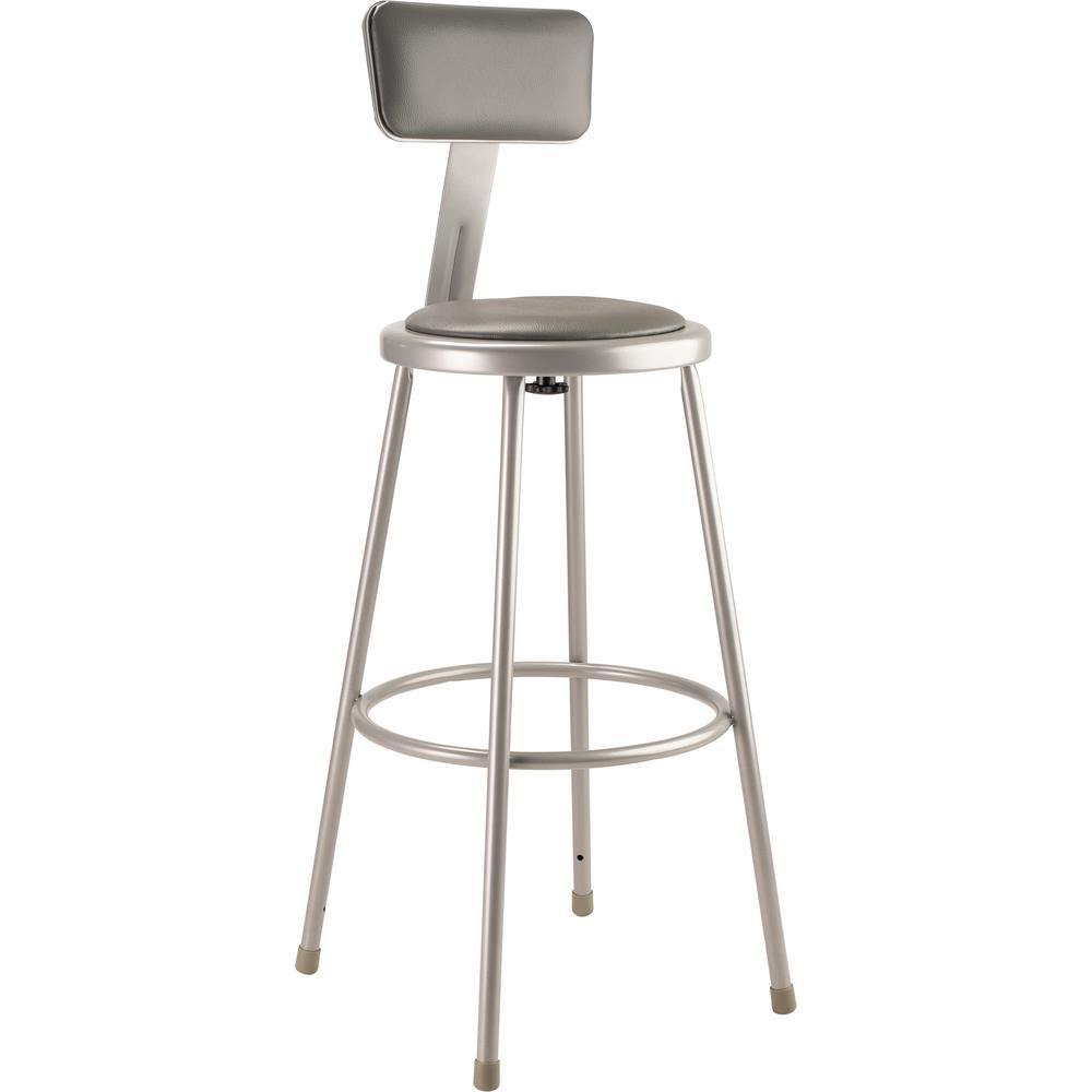 NPS® 30"Heavy Duty Vinyl Padded Steel Stool With Backrest, Grey. Picture 1