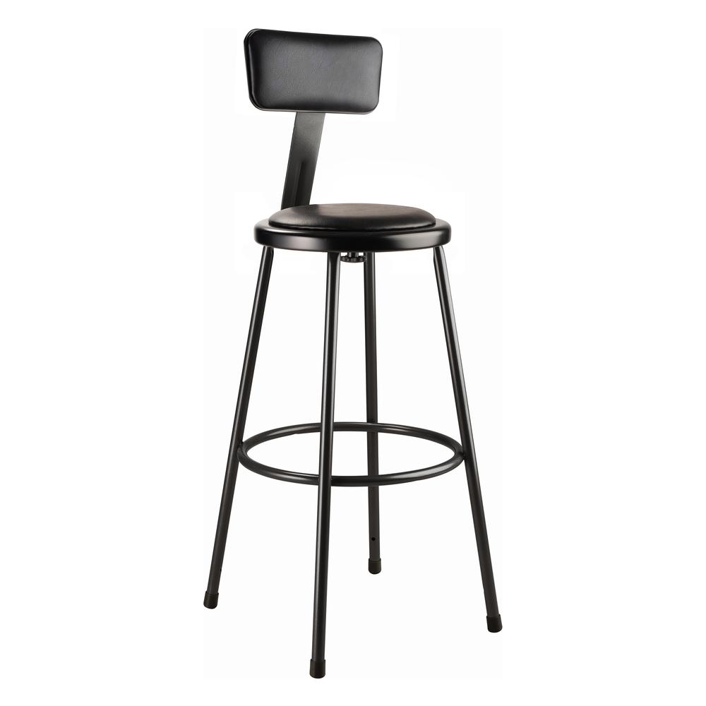 (3 Pack) NPS® 30" Heavy Duty Vinyl Padded Steel Stool With Backrest, Black. Picture 2