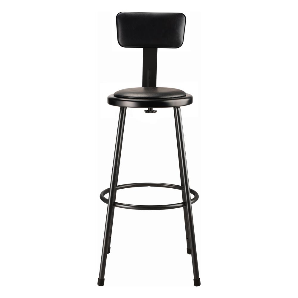 (3 Pack) NPS® 30" Heavy Duty Vinyl Padded Steel Stool With Backrest, Black. Picture 3