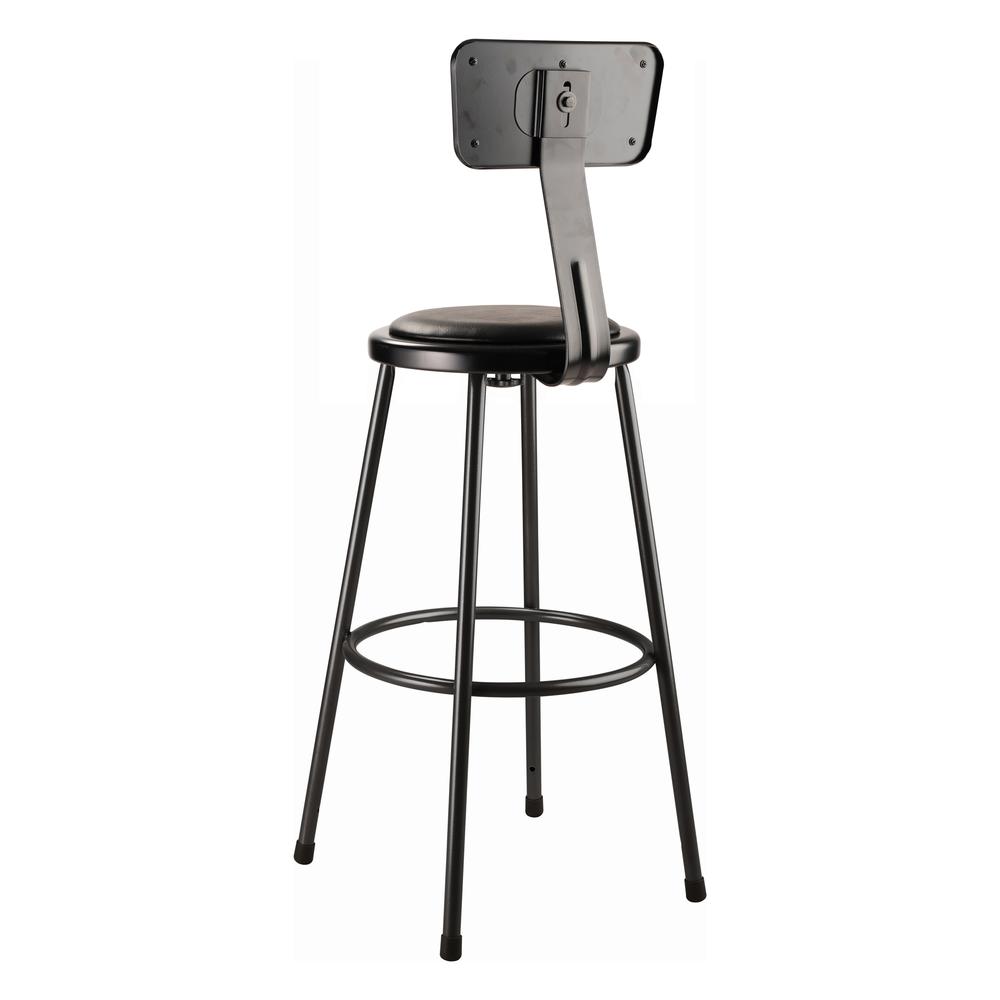 (3 Pack) NPS® 30" Heavy Duty Vinyl Padded Steel Stool With Backrest, Black. Picture 5