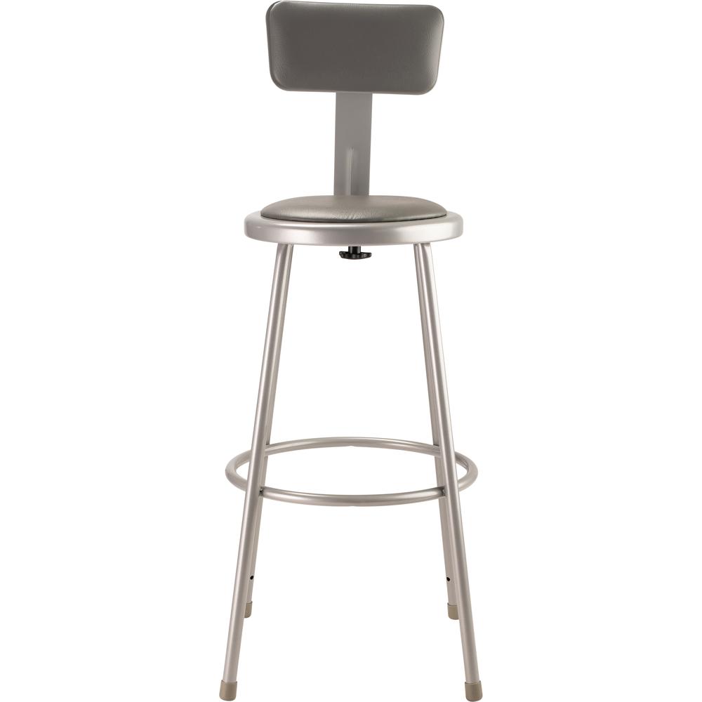 NPS® 30"Heavy Duty Vinyl Padded Steel Stool With Backrest, Grey. Picture 2