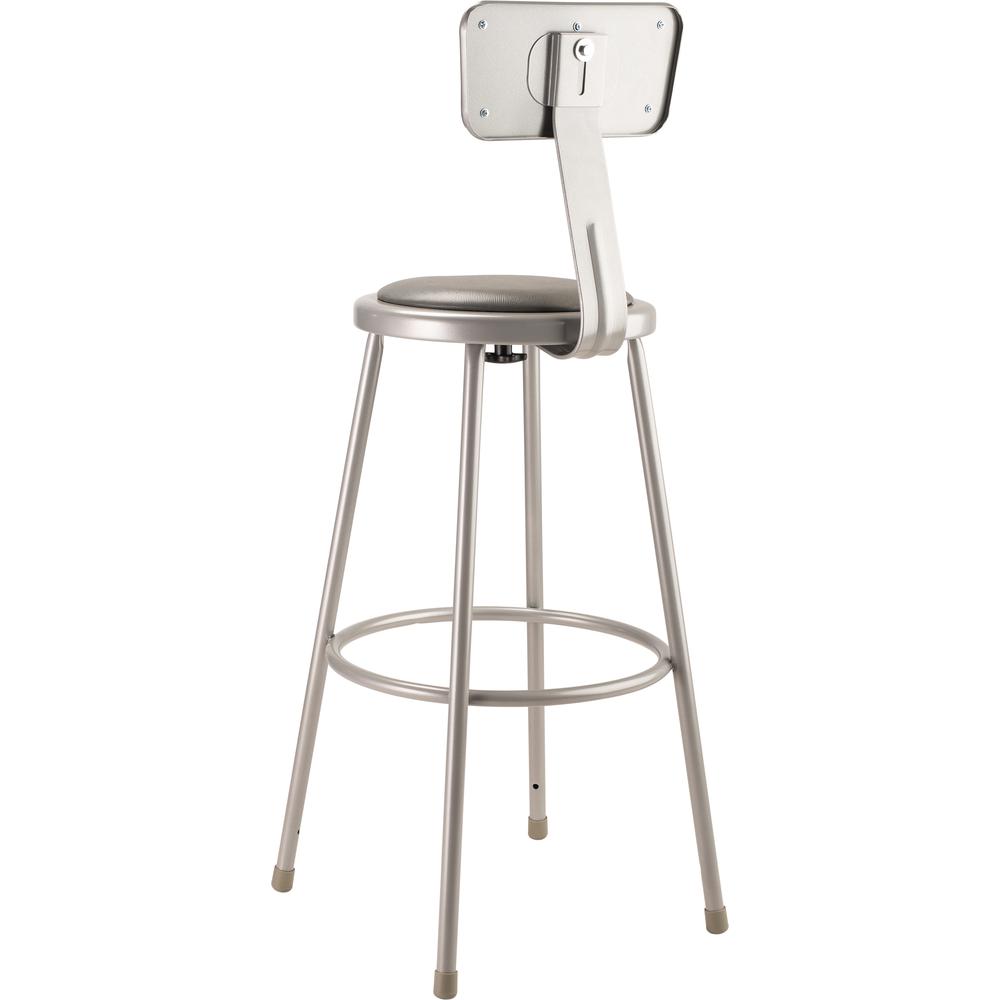 NPS® 30"Heavy Duty Vinyl Padded Steel Stool With Backrest, Grey. Picture 4