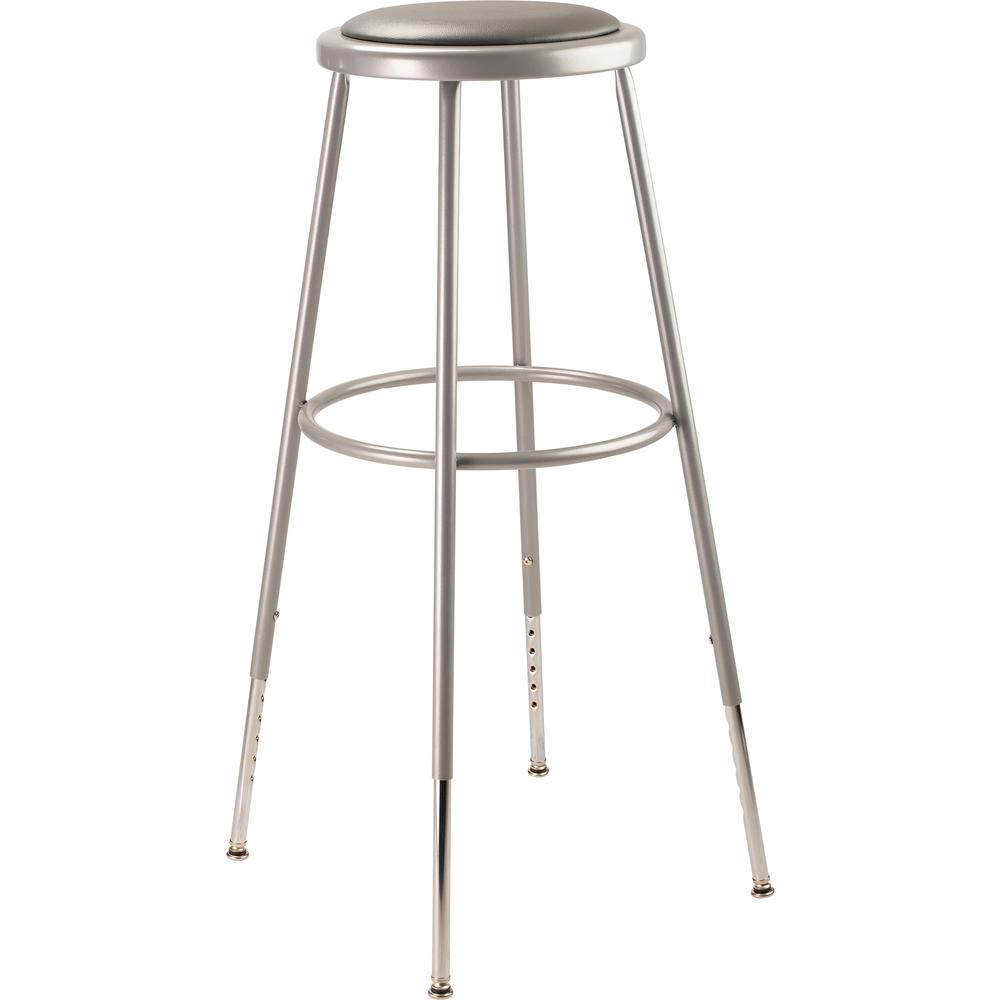 NPS® 32"-39" Height Adjustable Heavy Duty Vinyl Padded Steel Stool, Grey. Picture 1