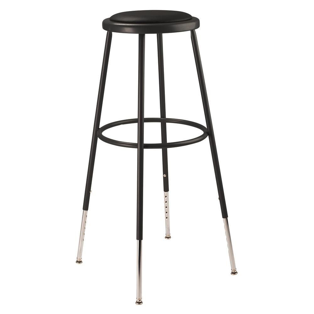 NPS® 32 -39" Height Adjustable Heavy Duty Vinyl Padded Steel Stool, Black. Picture 1