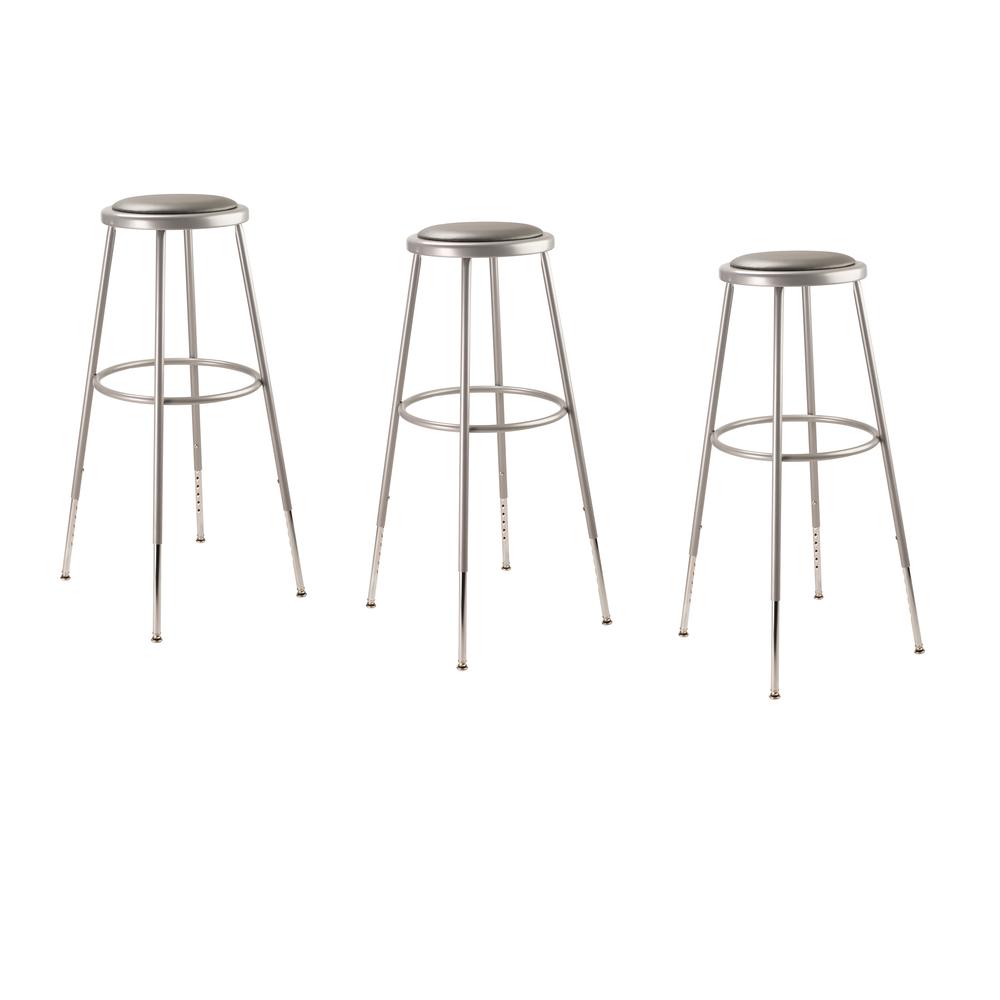 NPS® 32"-39" Height Adjustable Heavy Duty Vinyl Padded Steel Stool, Grey. Picture 3