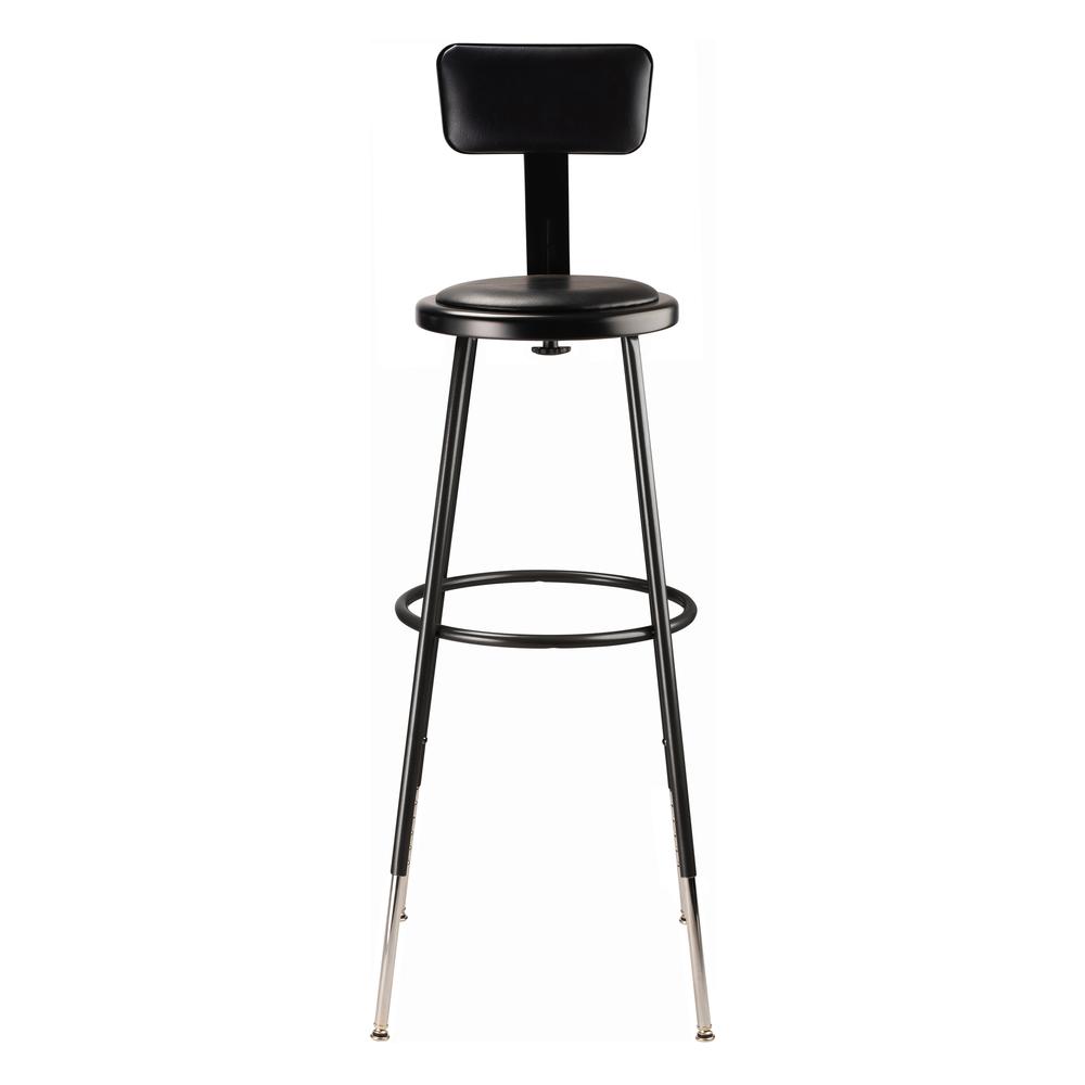 (3 Pack) NPS® 32 -39" Height Adjustable Heavy Duty Vinyl Padded Steel Stool With Backrest, Black. Picture 3
