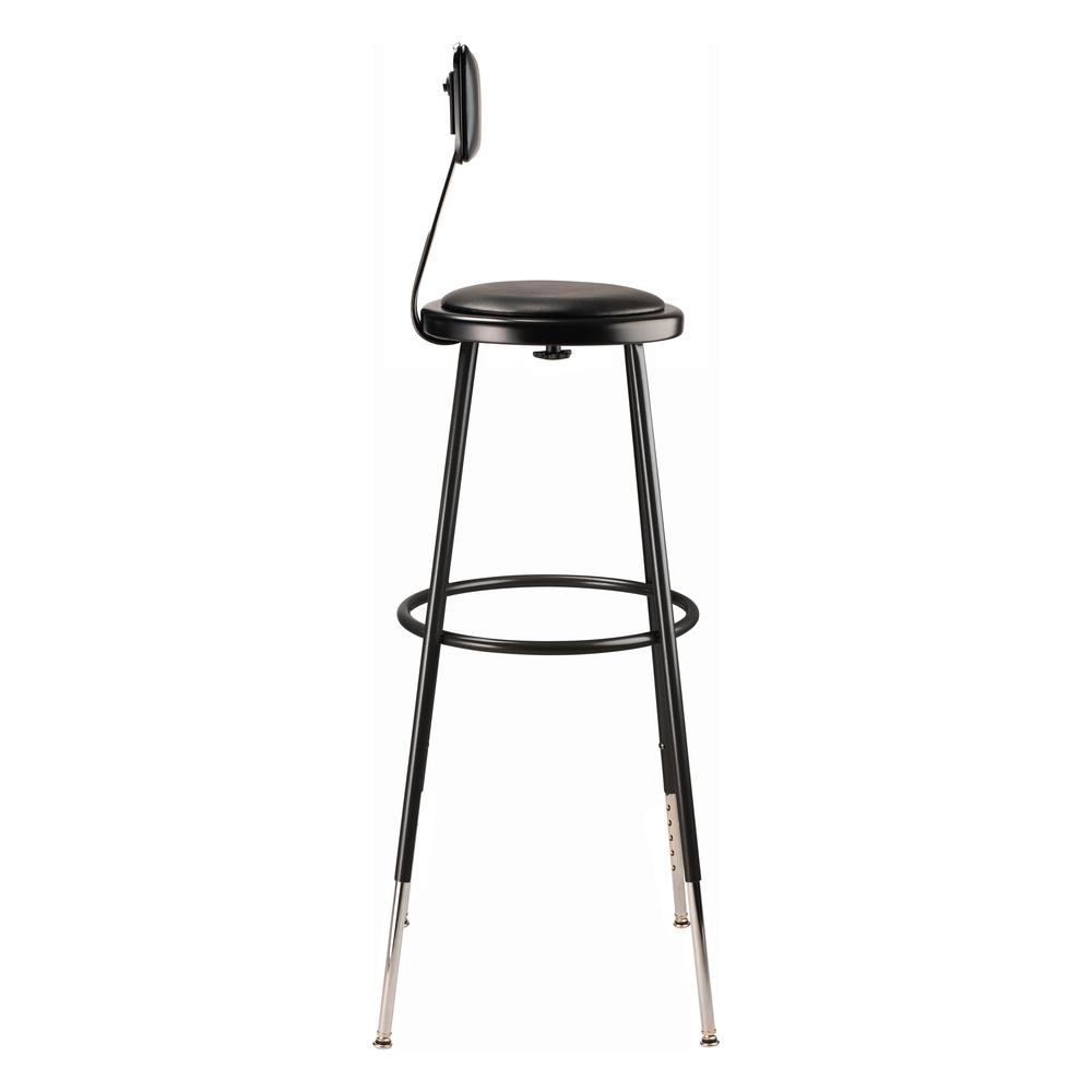 (3 Pack) NPS® 32 -39" Height Adjustable Heavy Duty Vinyl Padded Steel Stool With Backrest, Black. Picture 4