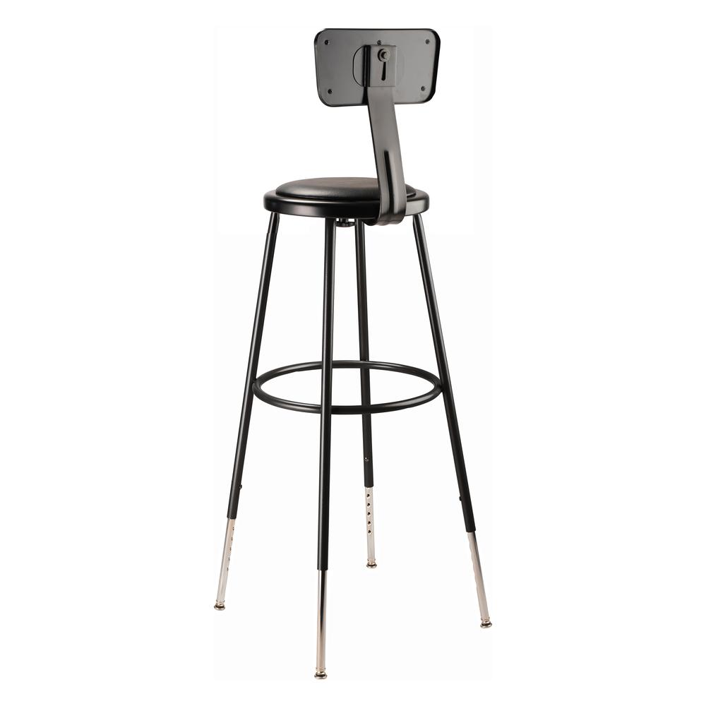 (3 Pack) NPS® 32 -39" Height Adjustable Heavy Duty Vinyl Padded Steel Stool With Backrest, Black. Picture 5
