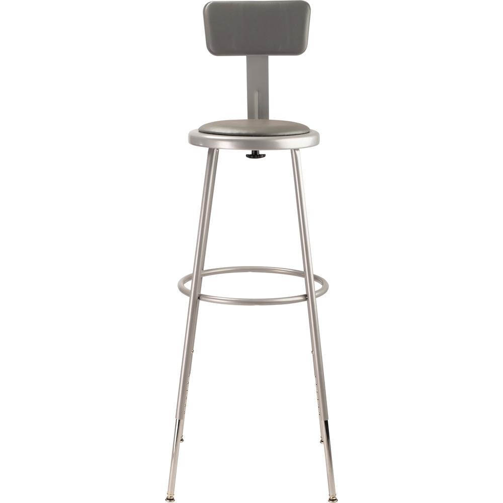 (3 Pack) NPS® 32"-39" Height Adjustable Heavy Duty Vinyl Padded Steel Stool With Backrest, Grey. Picture 3