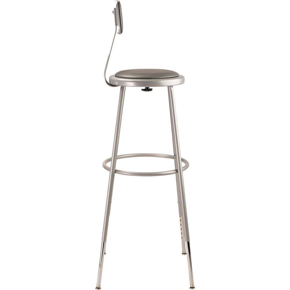 (3 Pack) NPS® 32"-39" Height Adjustable Heavy Duty Vinyl Padded Steel Stool With Backrest, Grey. Picture 4