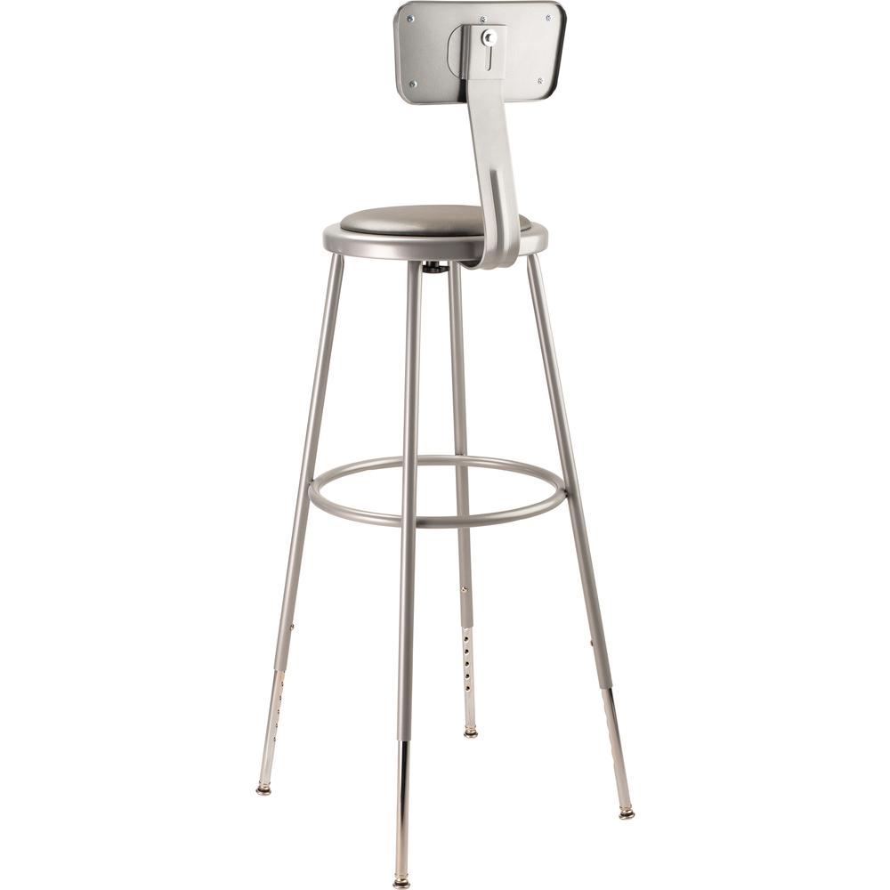(3 Pack) NPS® 32"-39" Height Adjustable Heavy Duty Vinyl Padded Steel Stool With Backrest, Grey. Picture 5