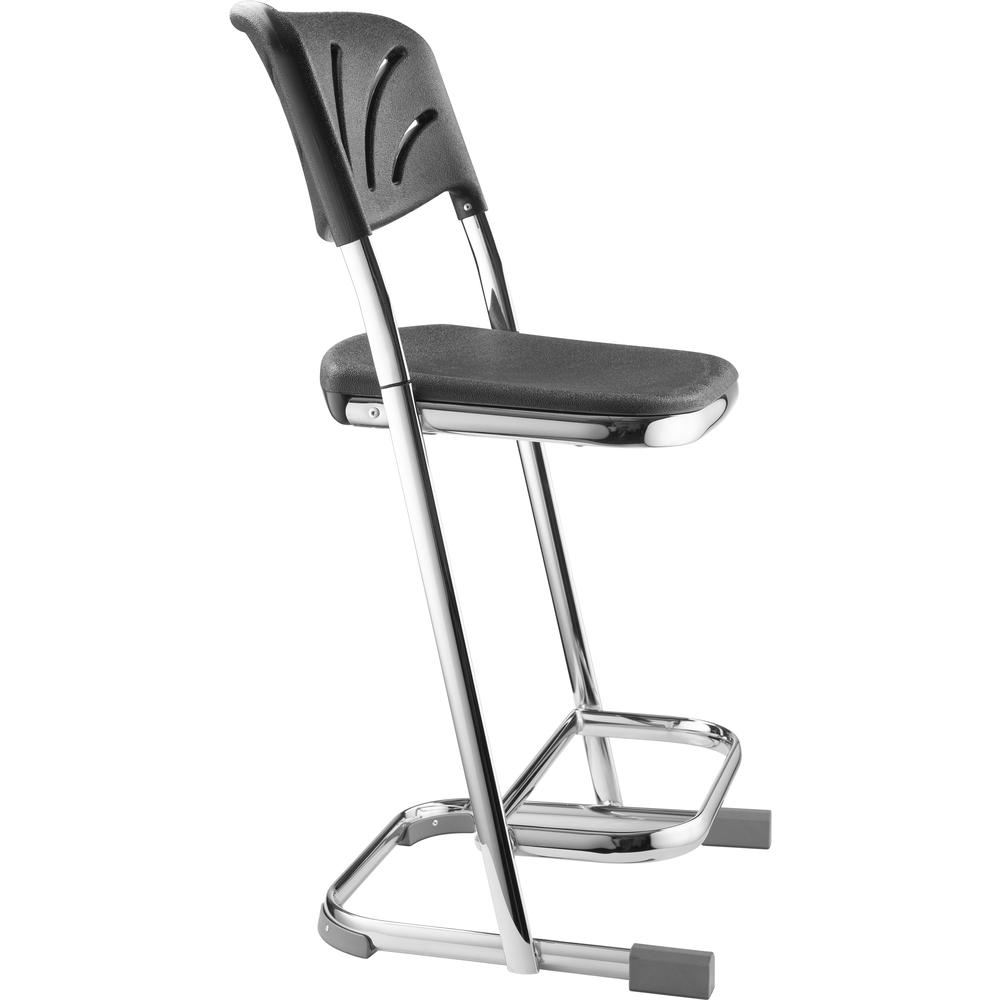 NPS® 22" Elephant Z-Stool With Backrest, Black Seat and Chrome Frame. Picture 2