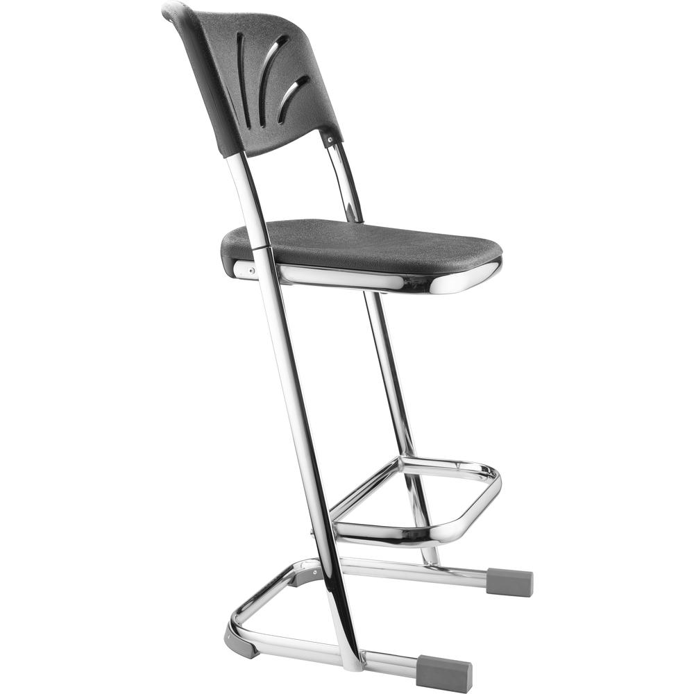 NPS® 24" Elephant Z-Stool With Backrest, Black Seat and Chrome Frame. Picture 2