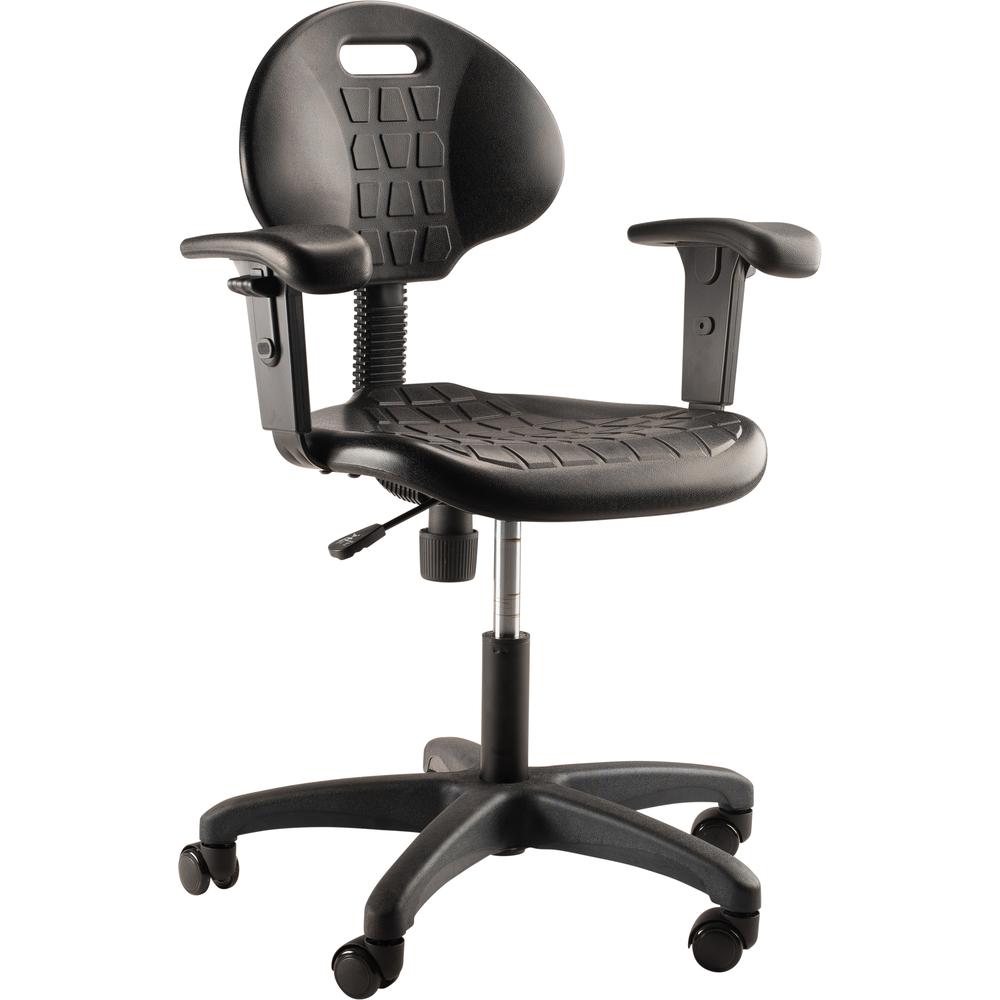 NPS® Polyurethane Task Chair with Arms, 16"-21" Height, Black. Picture 1