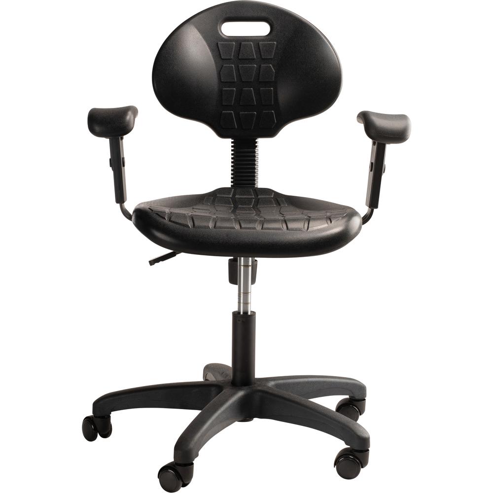 NPS® Polyurethane Task Chair with Arms, 16"-21" Height, Black. Picture 3