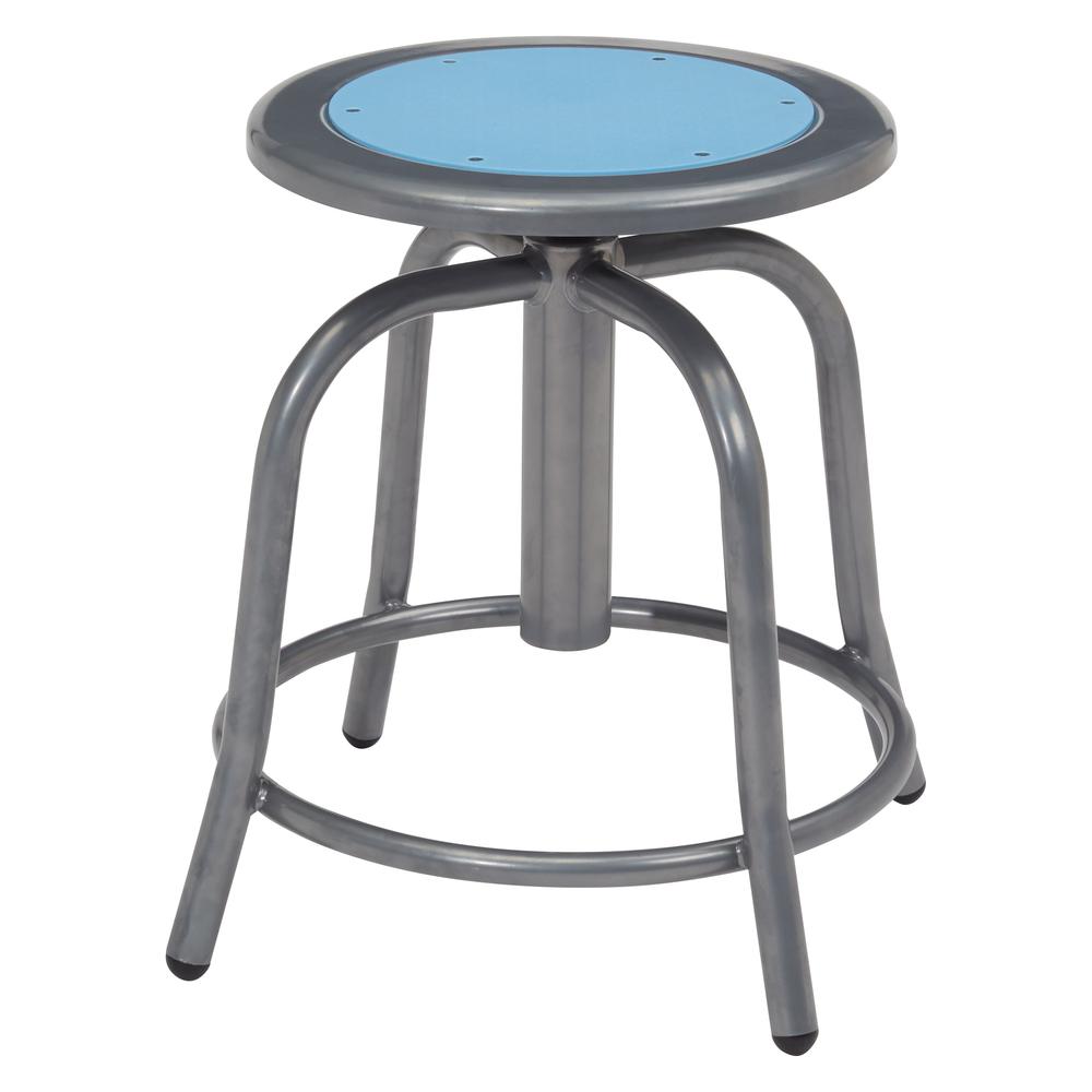 NPS® 18” - 24” Height Adjustable Swivel Stool, Blueberry Seat and Grey Frame. Picture 1