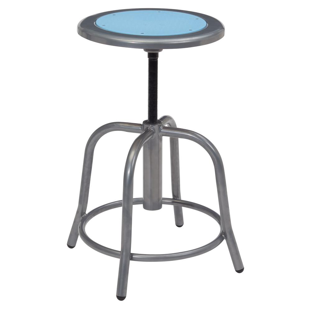 NPS® 18” - 24” Height Adjustable Swivel Stool, Blueberry Seat and Grey Frame. Picture 2
