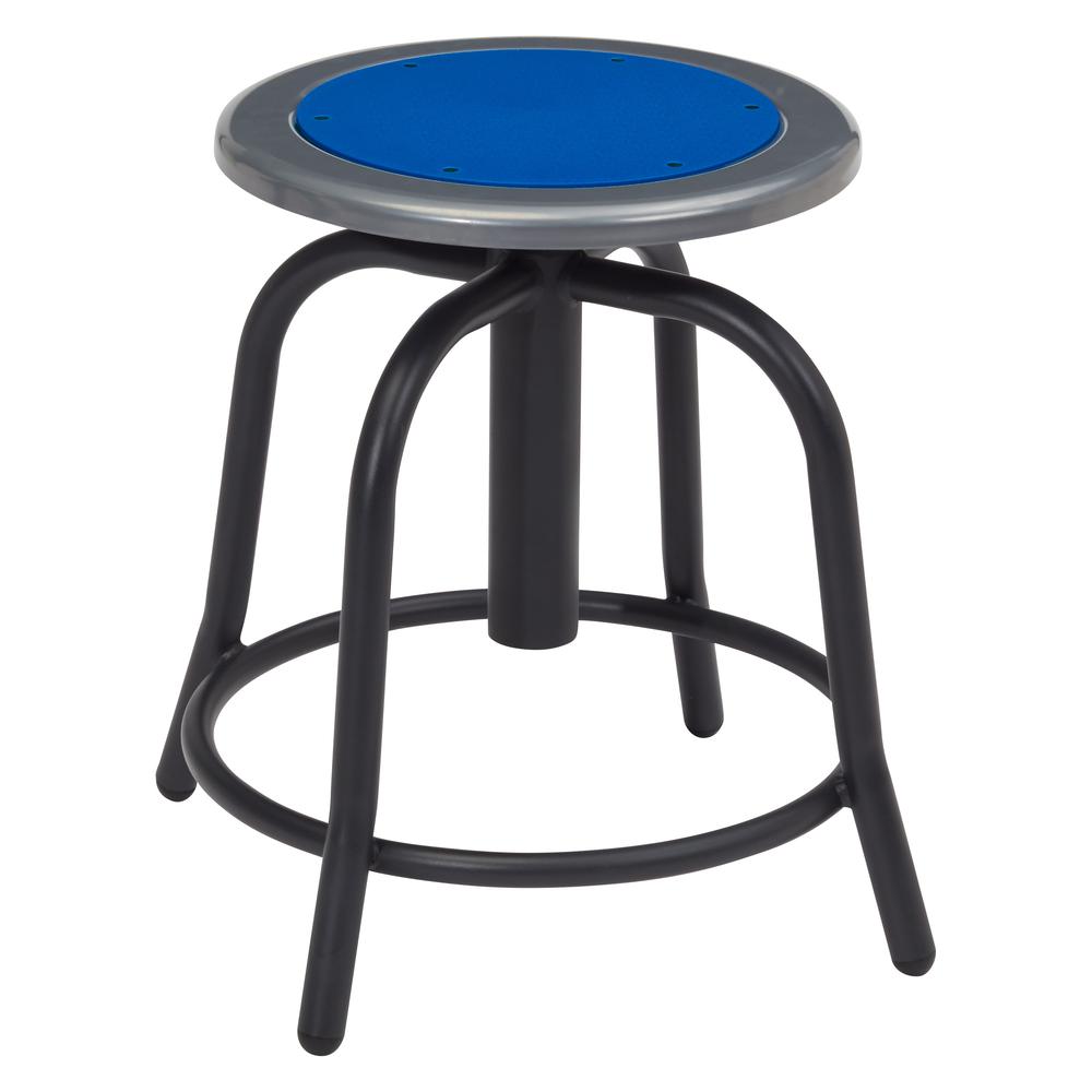 NPS® 18” - 24” Height Adjustable Swivel Stool, Persian Blue Seat and Black Frame. Picture 1