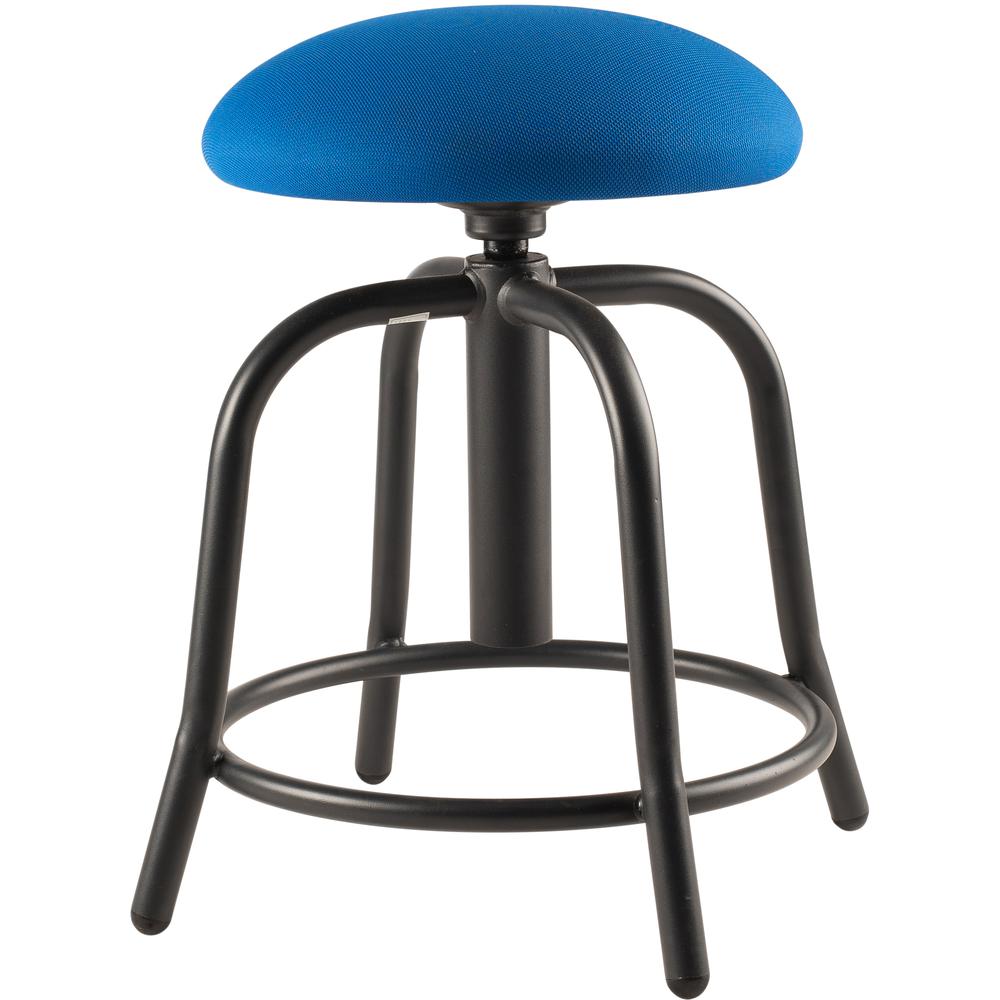 NPS® 18"-25" Height Adjustable Designer Stool, 3" Fabric Padded Cobalt Blue Seat, Black Frame. Picture 1