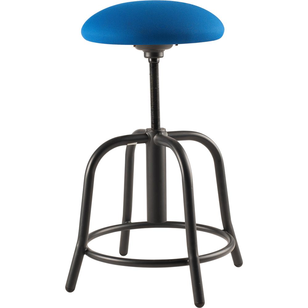 NPS® 18"-25" Height Adjustable Designer Stool, 3" Fabric Padded Cobalt Blue Seat, Black Frame. Picture 2