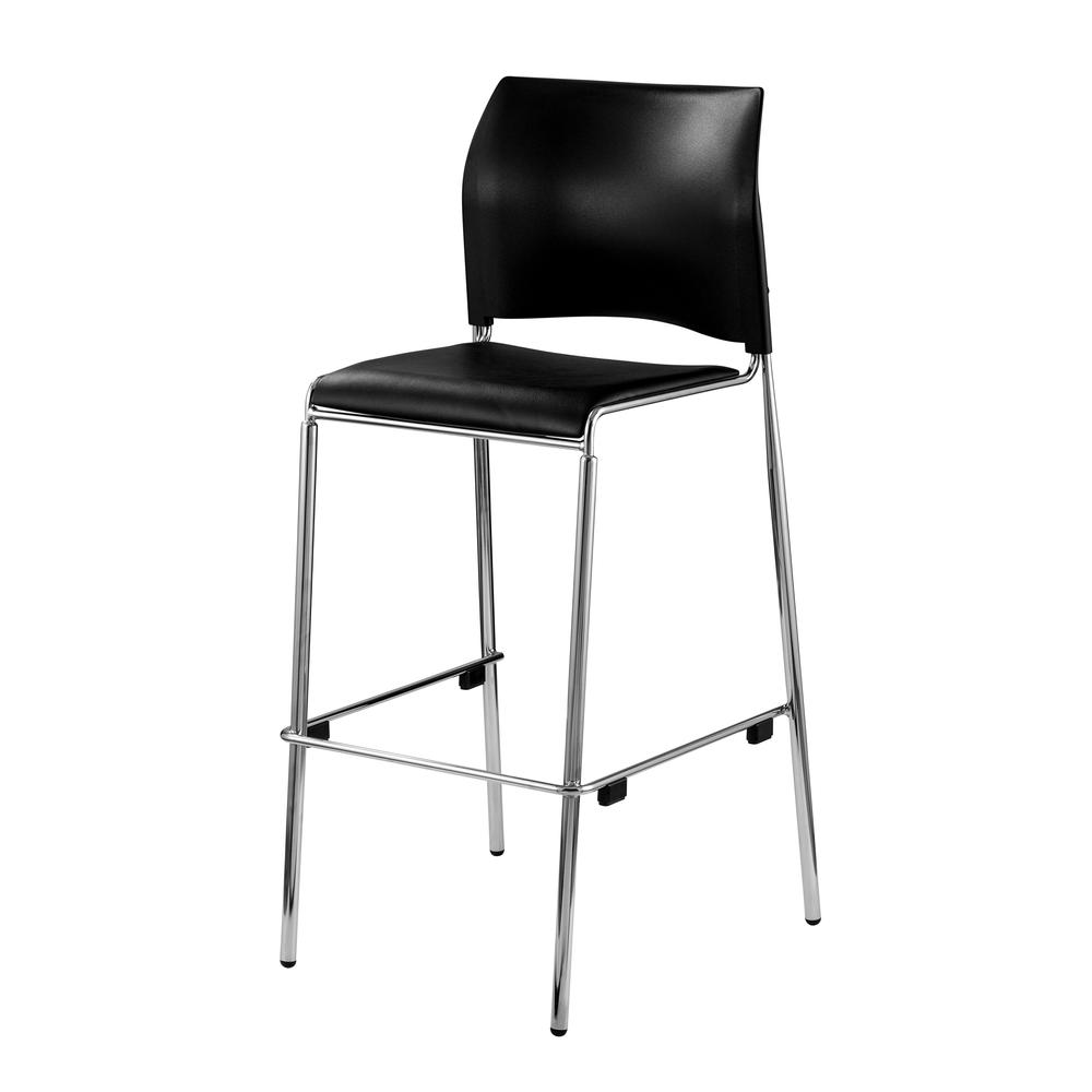 NPS® Cafetorium Bar Stool, Plush Vinyl Seat, Black. Picture 1