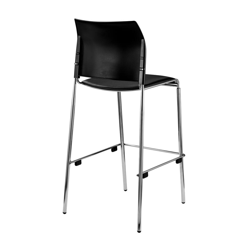 NPS® Cafetorium Bar Stool, Plush Vinyl Seat, Black. Picture 2