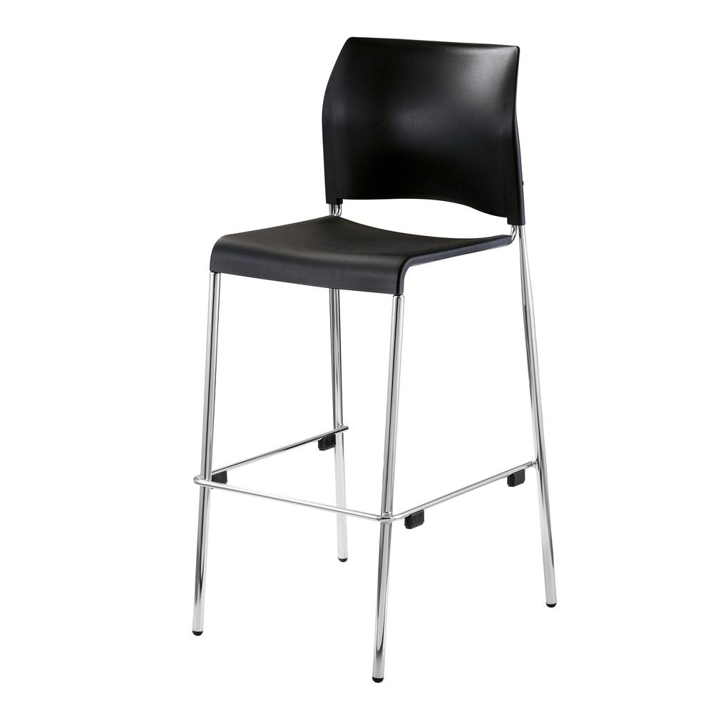 NPS® Cafetorium Bar Stool, Plastic Seat, Black. Picture 1