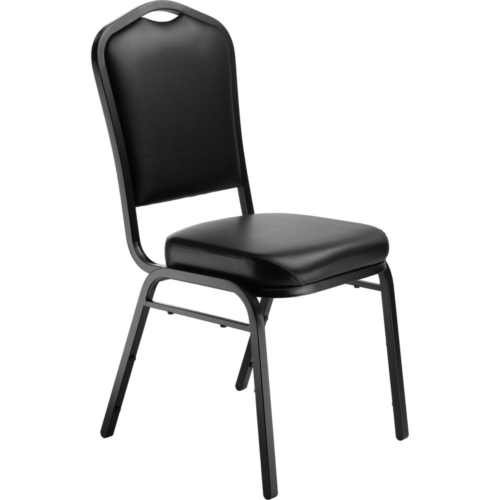 NPS® 9300 Series Deluxe Vinyl Upholstered Stack Chair, Panther Black Seat/Black Sandtex Frame. Picture 1
