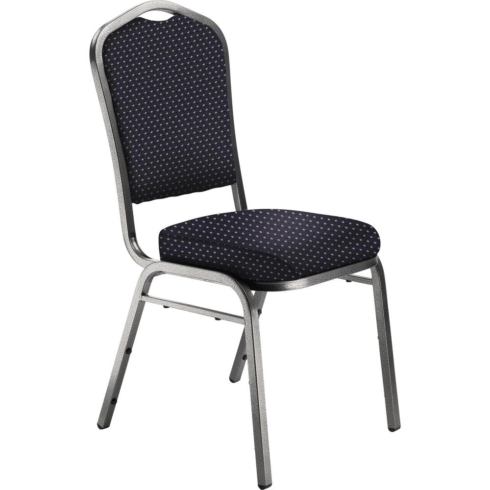 NPS® 9300 Series Deluxe Fabric Upholstered Stack Chair, Diamond Navy Seat/Silvervein Frame. Picture 1
