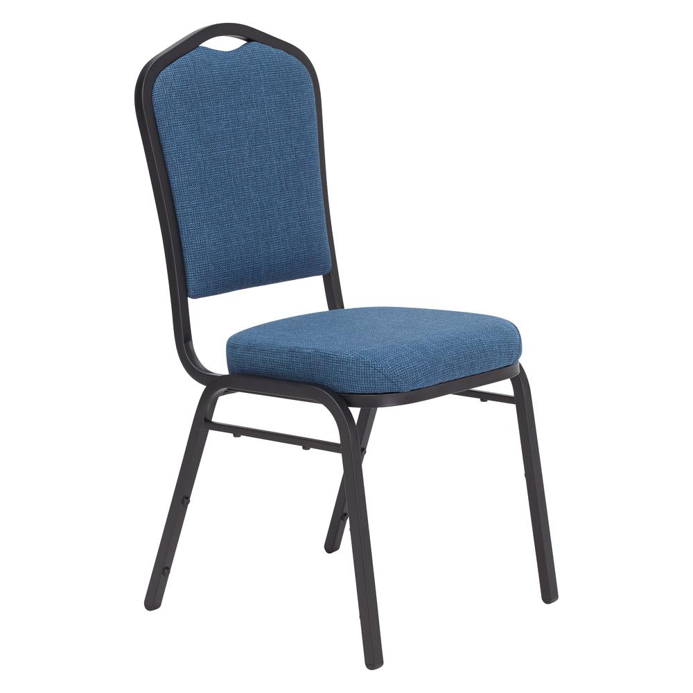 NPS® 9300 Series Deluxe Fabric Upholstered Stack Chair, Natural Blue Seat/Black Sandtex Frame. Picture 1