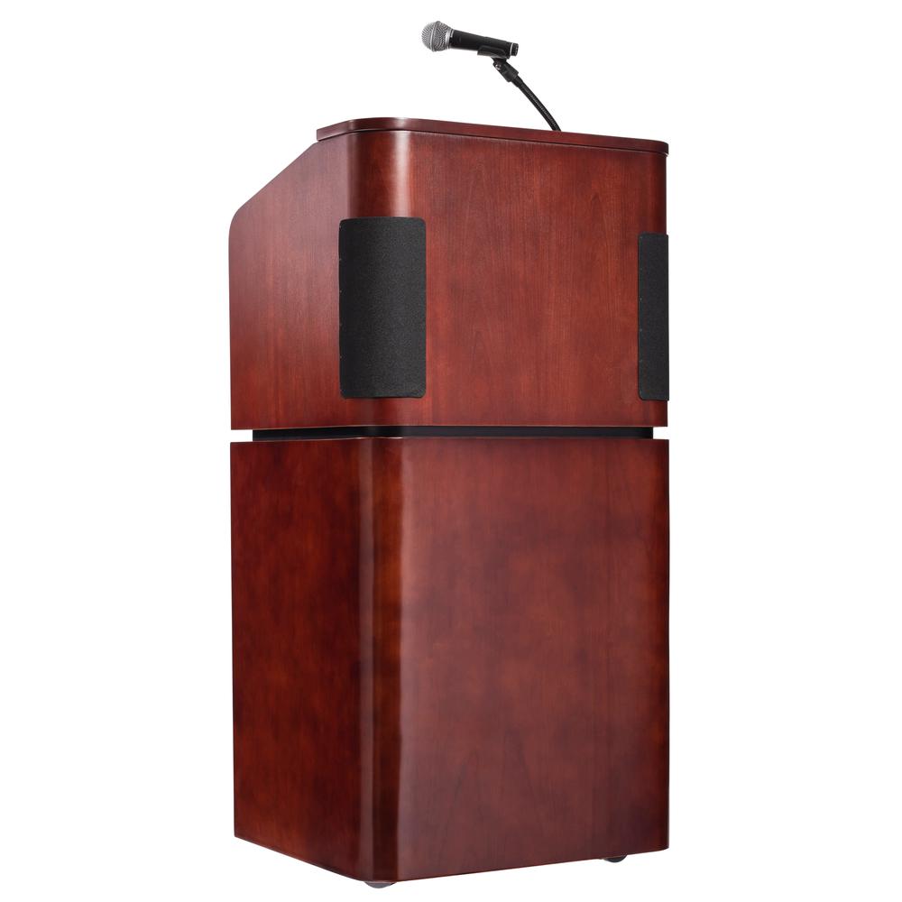 Oklahoma Sound® Tabletop & Base Combo Sound Lectern, Mahogany on Walnut. Picture 1