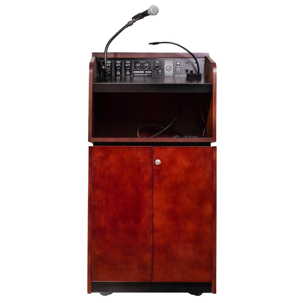 Oklahoma Sound® Tabletop & Base Combo Sound Lectern, Mahogany on Walnut. Picture 4