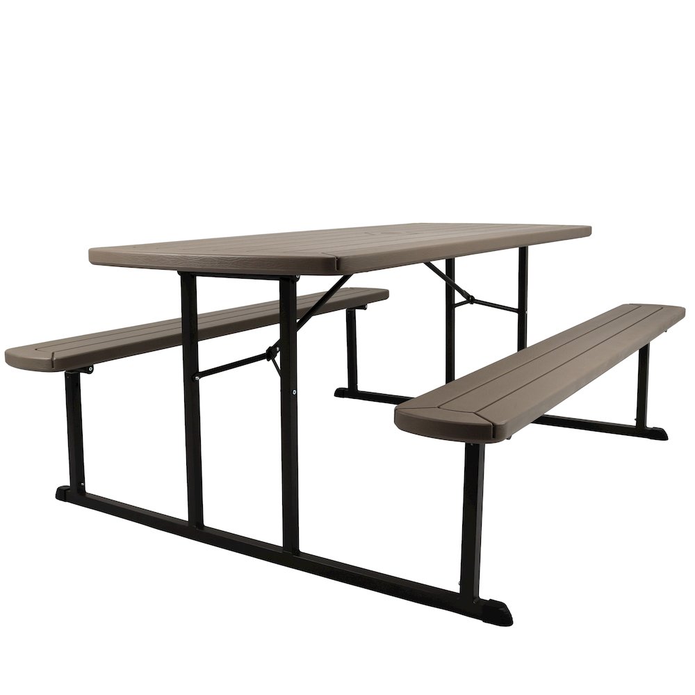 Blow Molded Picnic Table- Brown, Brown Frame. Picture 2