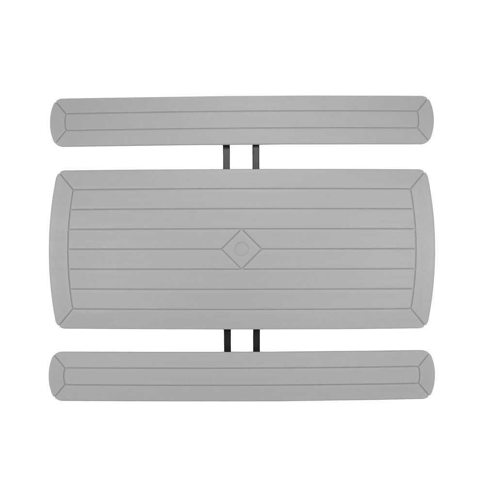 Blow Molded Picnic Table- Light Speckled Grey, Black Frame. Picture 6