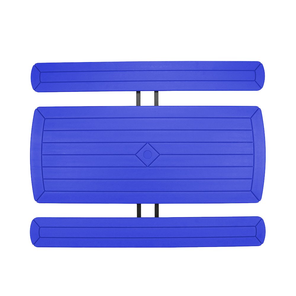 Blow Molded Picnic Table- Blue, Black Frame. Picture 6